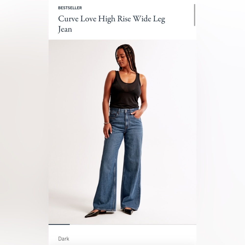 Abercrombie Curve Love High Rise Wide Leg Jean - Dark Blue